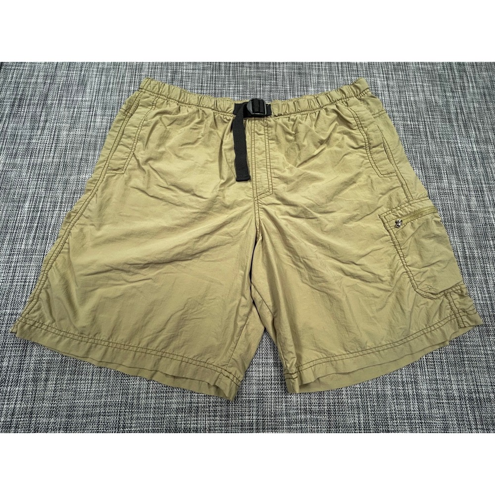 Columbia Mens Palmerston Peak Shorts XL 9L Khaki Nylon Cargo Hiking Swim Hybrid
